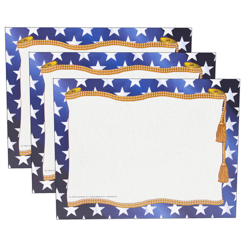 Hayes Stars Border Certificate, 8.5" X 11", 50 Per Pack, 3 Packs H-VA655-3