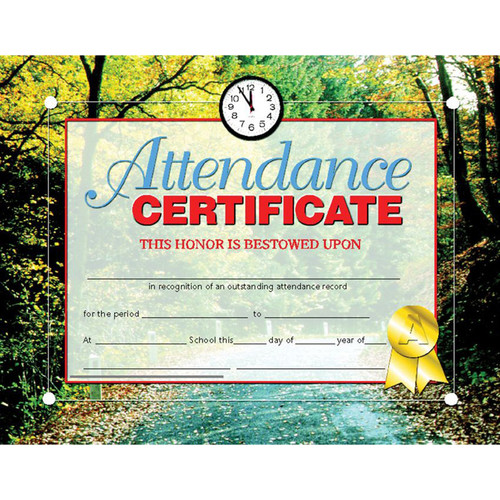 Hayes Attendance Certificate, 8.5" X 11", Pack Of 30 H-VA680