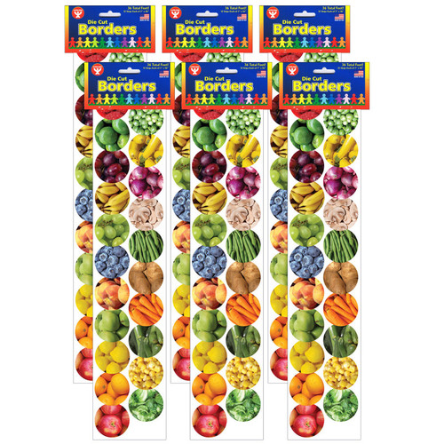 Hygloss Fruits And Veggies Border, 36 Feet Per Pack, 6 Packs HYG33631-6