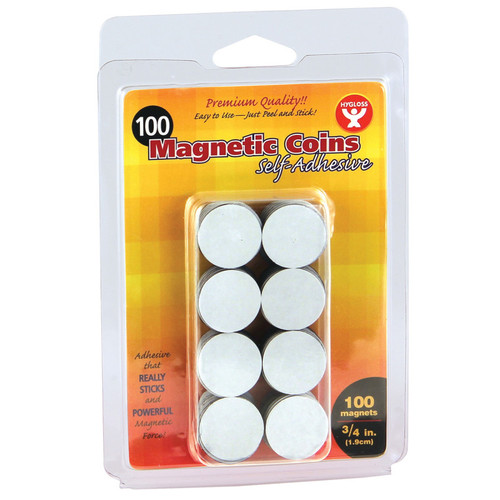 Hygloss Self-Adhesive Magnetic Coins- 100, 3/4" Coins HYG61400