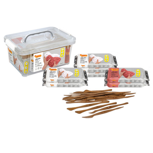 Jovi Air Dry Clay School Pack, 7 Bars 1.1 Lb & 20 Spatulas JOV80