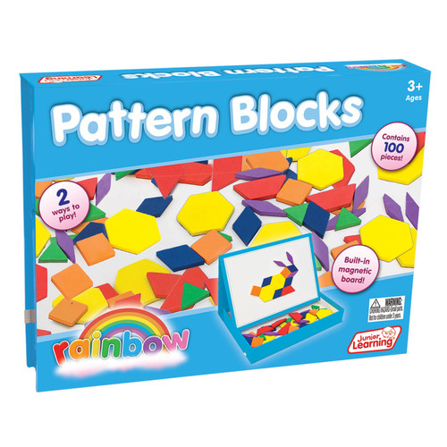 Junior Rainbow Pattern Blocks, Magnetic, Assorted Colors, 100 Pieces JRL613