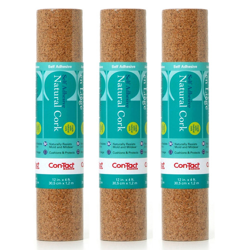 Con-Tact Adhesive Roll, Cork, 12" X 4', Pack Of 3 KIT04F12642006-3