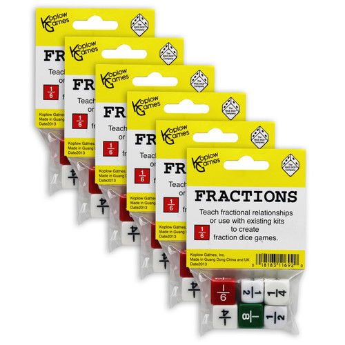 Koplow Fraction Dice Set, 6 Per Set, 6 Sets KOP11692-6