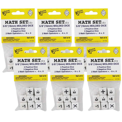Koplow Positive/Negative Dice Set, 8 Per Set, 6 Sets KOP11704-6