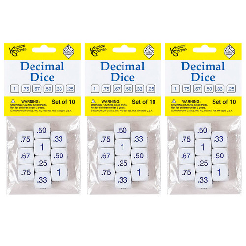 Koplow Decimal Dice Set, 10 Per Pack, 3 Packs KOP12088-3