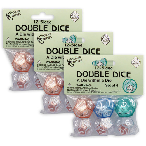 Koplow 12-Sided Double Dice Set, 6 Per Pack, 3 Packs KOP12620-3
