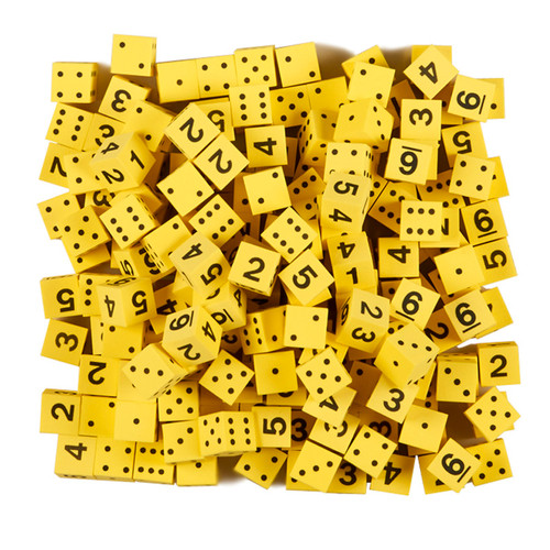 Koplow Foam Spot & Number Dice, Yellow, 16Mm, Bag Of 200 KOP18924