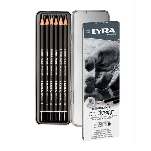 Lyra Rembrandt Art Design Graphite Drawing Pencil Set Tin, Assorted Colors, 6 Pieces LYXL1111062