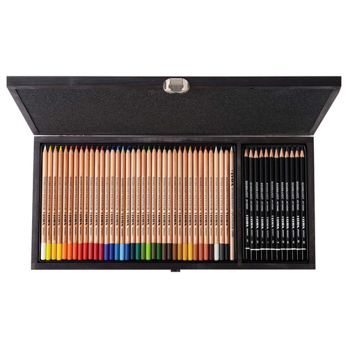 Lyra Rembrandt Polycolor & Art Specials Wooden Box Drawing Set, Colored Pencils & Sketching Pencils, Assorted Colors, 49 Pieces LYXL2004001
