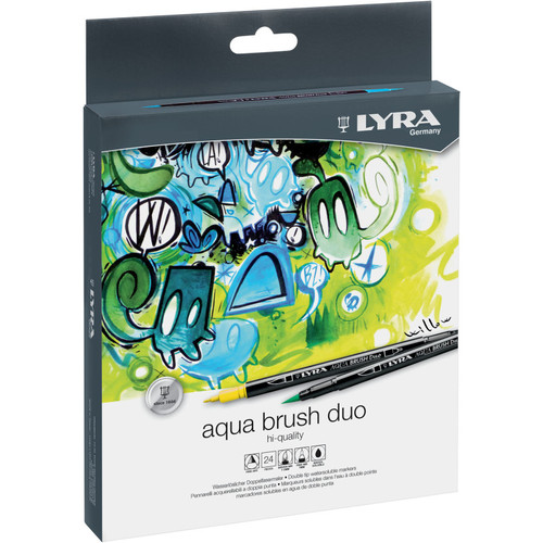 Lyra Aqua Brush Duo Dual Tip Marker Set, Assorted Colors, 24 Pieces LYXL6521240