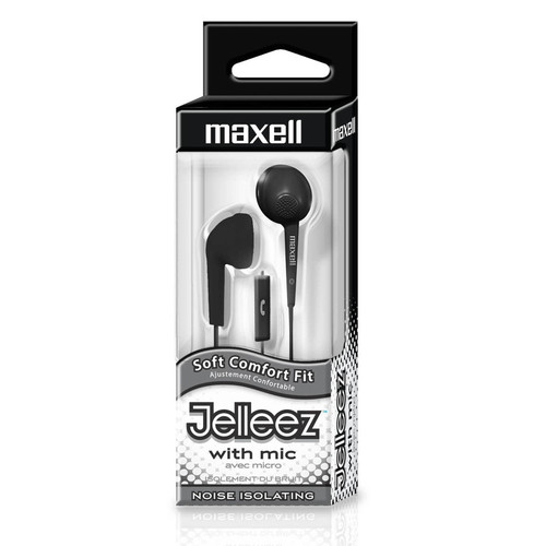 Maxell Jelleez Soft Earbuds With Mic, Black MAX191569