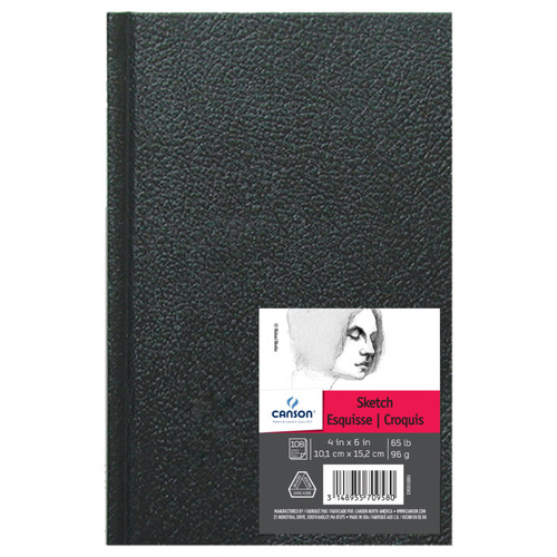 Canson Artist Series Sketch Art Book, Black Cover, Hardbound, 108 Sheet, 4X6 Inch, 1 Count MCX100510343