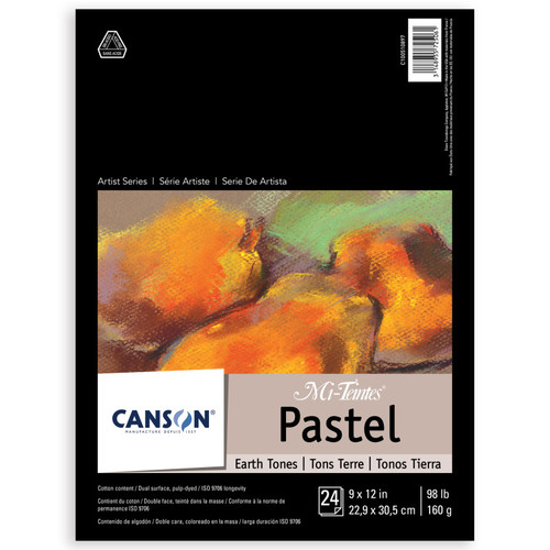 Canson Artist Series Mi-Teintes Pastel Pad, Earth Tones, Foldover Binding, 24 Sheet, 9X12 Inch, 1 Count MCX100510897