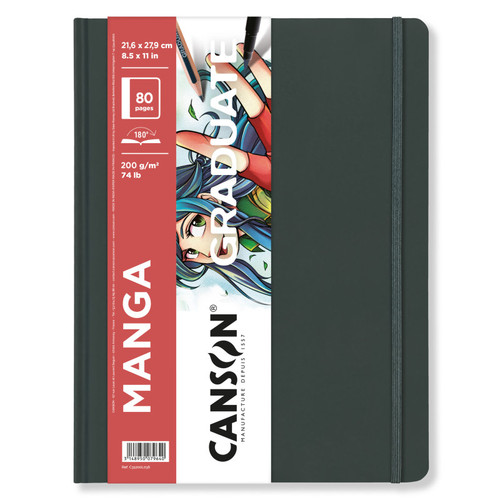 Canson Graduate Manga Art Book, Hard Cover Binding, 40 Sheet, 8.5X11 Inch, 1 Count MCX31200L036