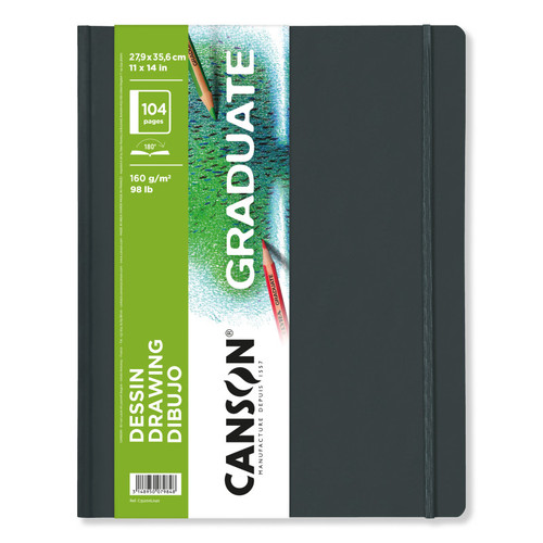 Canson Graduate Drawing Art Book, Hard Cover Binding, 52 Sheet, 11X14 Inch, 1 Count MCX31200L040