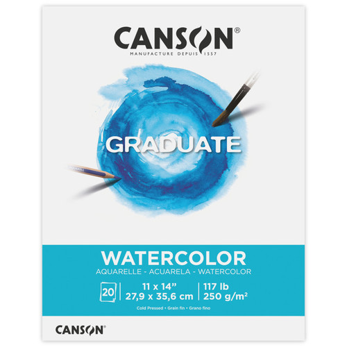 Canson Graduate Watercolor Pad, Foldover Binding, 20 Sheet, 11X14 Inch, 1 Count MCX525008009