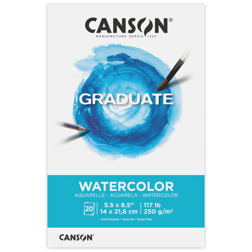 Canson Graduate Watercolor Pad, Foldover Binding, 20 Sheet, 5.5X8.5 Inch, 1 Count MCX525008010