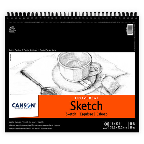 Canson Artist Series Universal Sketch Pad, Top Wire Binding, 100 Sheet, 14X17 Inch, 1 Count MCXC100510853