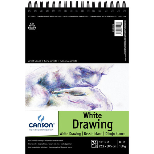 Canson Artist Series Drawing Pad, Bright White, Top Wire Binding, 24 Sheet, 9X12 Inch, 1 Count MCXC100510890