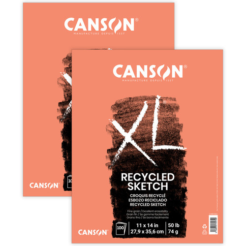 Canson Xl Series Sketch Pad, Recycled, Foldover Binding, 100 Sheet, 11X14 Inch, Pack Of 2 MCXC100510923-2