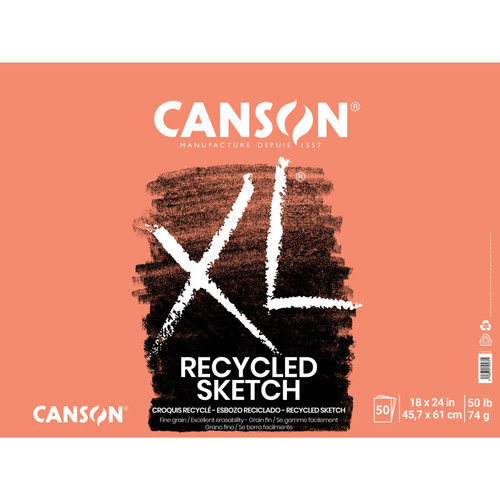 Canson Xl Series Sketch Pad, Recycled, Foldover Binding, 50 Sheet, 18X24 Inch, 1 Count MCXC100510924