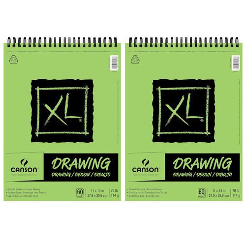 Canson Xl Series Drawing Pad, Top Wire Binding, 60 Sheet, 11X14 Inch, Pack Of 2 MCXC100510937-2