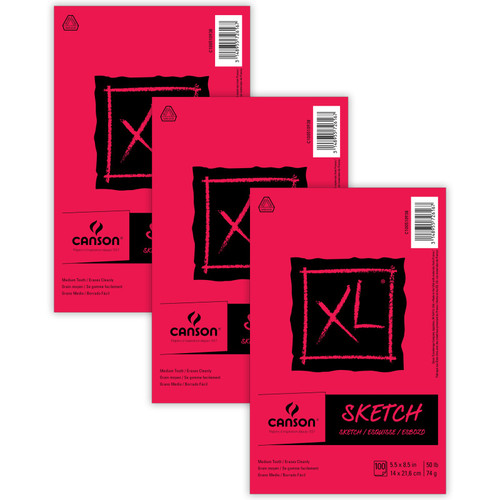 Canson Xl Series Sketch Pad, Foldover Binding, 100 Sheet, 5.5X8.5 Inch, Pack Of 3 MCXC100510938-3
