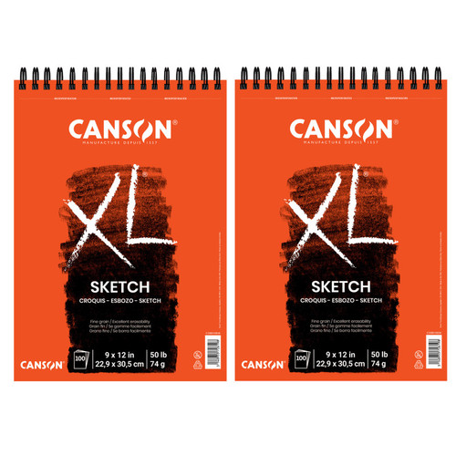 Canson Xl Series Sketch Pad, Top Wire Binding, 100 Sheet, 9X12 Inch, Pack Of 2 MCXC100510939-2