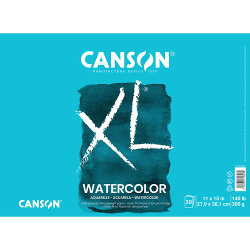 Canson Xl Series Watercolor Pad, Heavyweight White Paper, Foldover Binding, 30 Sheets, 11X15 Inch, 1 Count MCXC10051094203