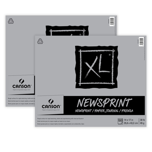 Canson Xl Series Newsprint Pad, Tape Binding, 100 Sheet, 14X17 Inch, Pack Of 2 MCXC100510950-2
