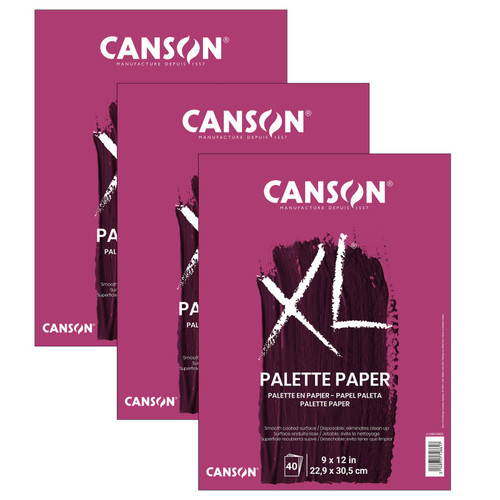 Canson Xl Series Palette Pad, Foldover Binding, 40 Sheet, 9X12 Inch, Pack Of 3 MCXC100510953-3