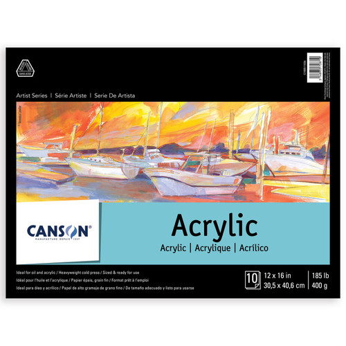 Canson Artist Series Acrylic Pad, Foldover Binding, 10 Sheet, 12X16 Inch, 1 Count MCXC100511036