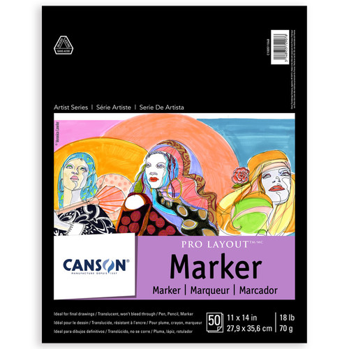 Canson Artist Series Pro Layout Marker Pad, Foldover Binding, 50 Sheet, 11X14 Inch, 1 Count MCXC100511048