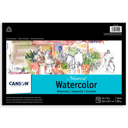 Canson Artist Series Montval Watercolor Pad, Foldover Binding, Foldover Binding, 12 Sheet, 10X15 Inch, 1 Count MCXC100511052