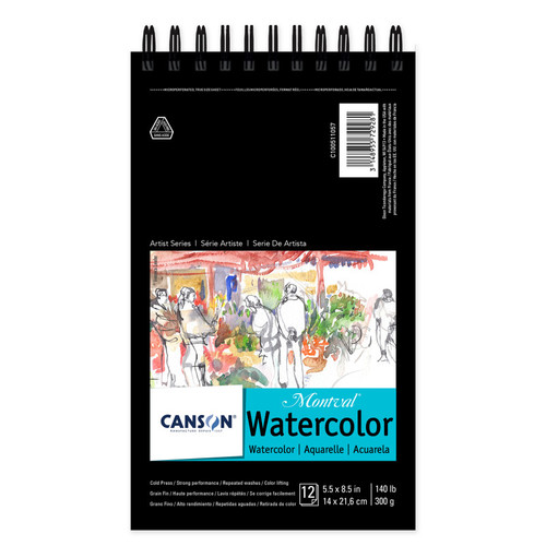 Canson Artist Series Montval Watercolor Pad, Top Wire Binding, 12 Sheet, 5.5X8.5 Inch, 1 Count MCXC100511057