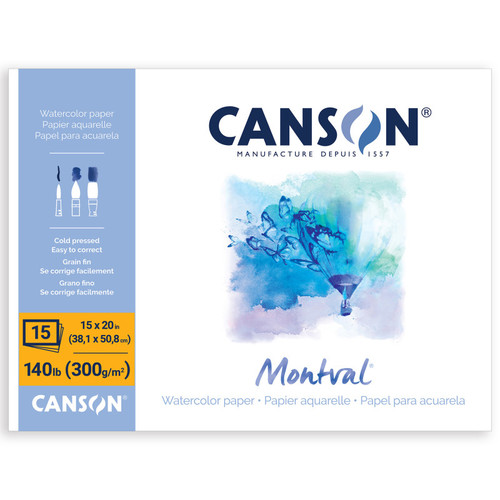 Canson Artist Series Montval Watercolor Block, Foldover Binding, 15 Sheet, 15X20 Inch, 1 Count MCXC100511067