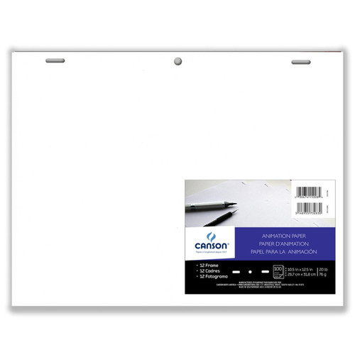 Canson Artist Series Acme Punched Animation 12 Frame Sheet Bulk Pack, 100 Sheet, 10.5X12.5 Inch, 1 Count MCXC100511184