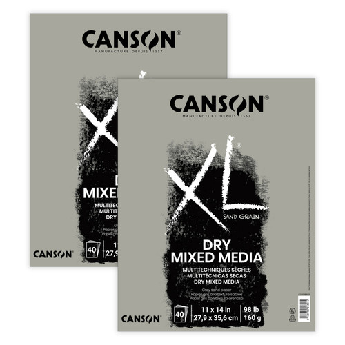 Canson Xl Series Mixed Media Pad, Toned Gray, Foldover Binding, 10 Sheet, 11X14 Inch, Pack Of 2 MCXC31078P015-2