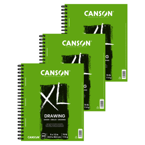 Canson Xl Series Drawing Pad, Side Wire Binding, 60 Sheet, 9X12 Inch, Pack Of 3 MCXC40005449103-3