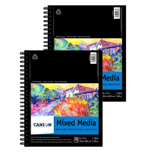 Canson Artist Series Mixed Media Pad, Side Wire Binding, 30 Sheet, 9X12 Inch, Pack Of 2 MCXC40005977403-2