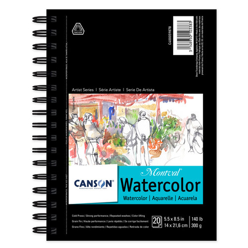 Canson Artist Series Montval Watercolor Pad, Side Wire Binding, 20 Sheet, 5.5X8.5 Inch, 1 Count MCXC400059878