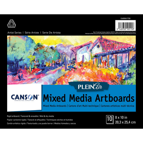 Canson Artist Series Plein Air Mixed Media Board, Foldover Binding, 10 Sheet, 8X10 Inch, 1 Count MCXC400061730