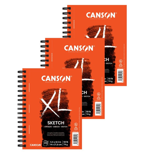 Canson Xl Series Sketch Pad, Side Wire Binding, 100 Sheet, 5.5X8.5 Inch, Pack Of 3 MCXC40007738106-3