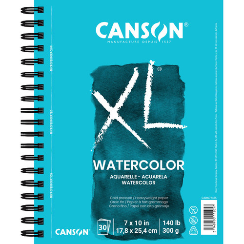 Canson Xl Series Watercolor Pad, Heavyweight White Paper, Side Wire Binding, 30 Sheet, 7X10 Inch, 1 Count MCXC40007742506