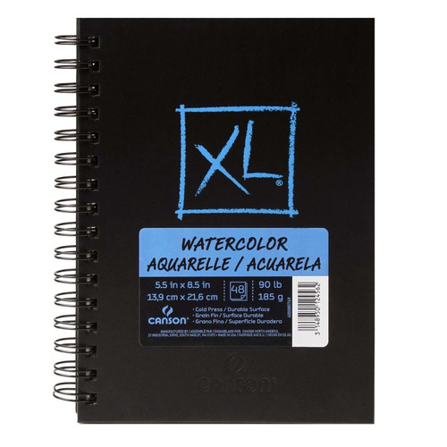 Canson Xl Series Watercolor Art Book, Midweight White Paper, Side Wire Binding, 48 Sheet, 5.5X8.5 Inch, 1 Count MCXC400085769