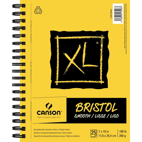 Canson Xl Series Bristol Pad, Smooth Finish, Side Wire Binding, 25 Sheet, 7X10 Inch, 1 Count MCXC400100866