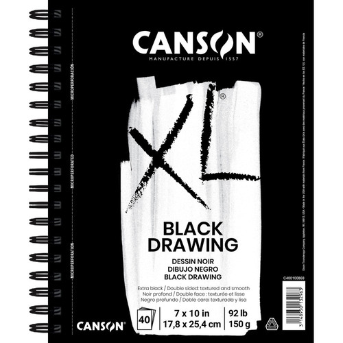 Canson Xl Series Drawing Pad, Black, Side Wire Binding, 10 Sheet, 7X10 Inch, 1 Count MCXC40010086806