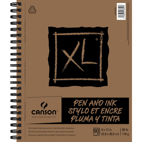 Canson Xl Series Pen & Ink Pad, Side Wire Binding, 60 Sheet, 9X12 Inch, 1 Count MCXC400100928