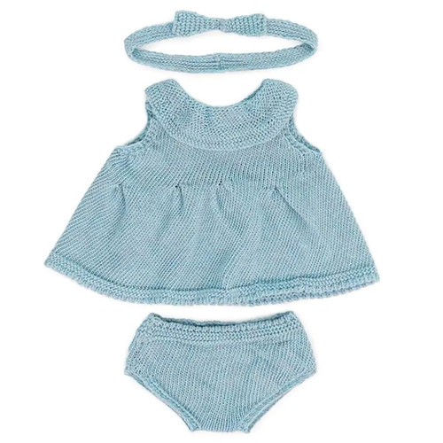 Miniland Clothes For 15" Dolls, Knitted Outfit Dress & Headband MLE31687